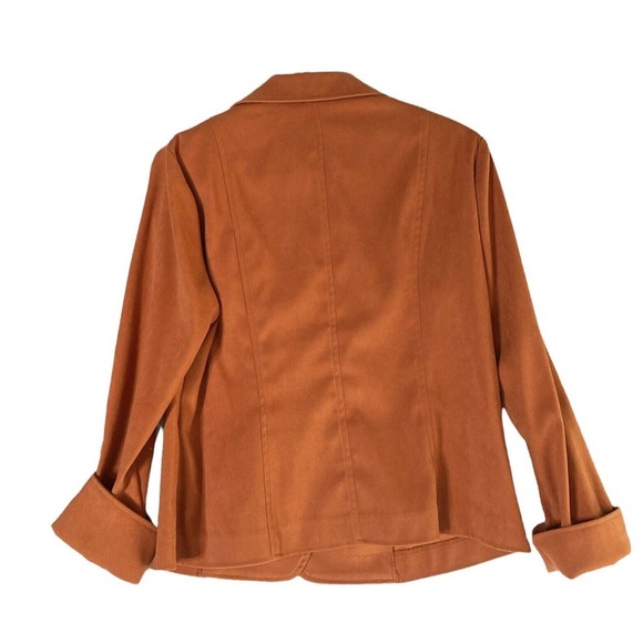 Briggs New York Shirt Blazer Womens MP Long Sleeve Rust Orange Shoulder Pads - Picture 2 of 10
